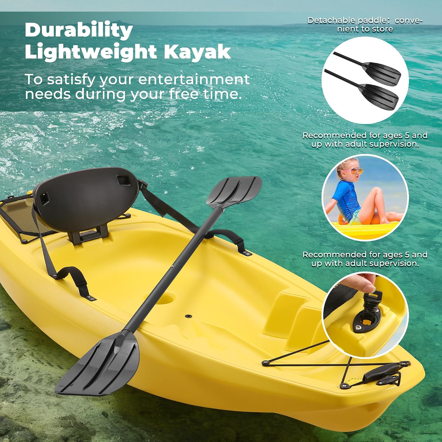 Kajak z wiosłem 6.5 FT, rekrea – Fishing Boat Paddle recenzja i cena